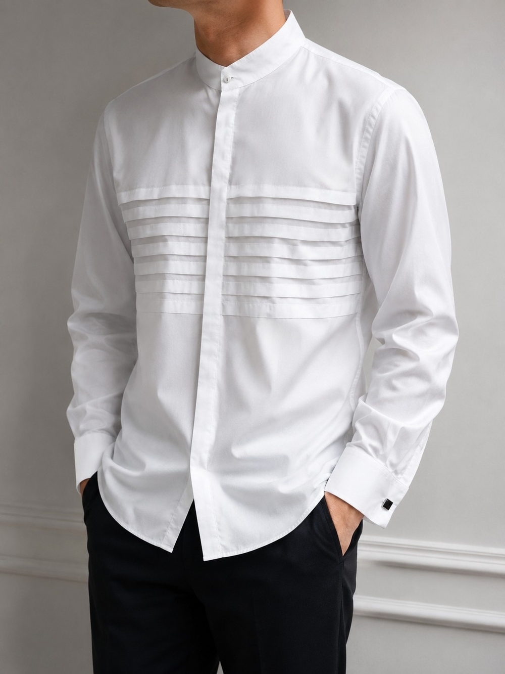 Brooks Brothers White Tuxedo Shirt Pleated Bib French Cuff Band Collar Size 12